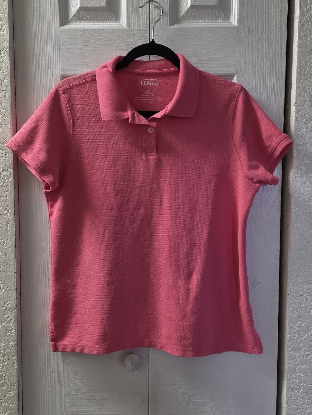 L.L. Bean Girls' Coral Pink Short Sleeve Polo